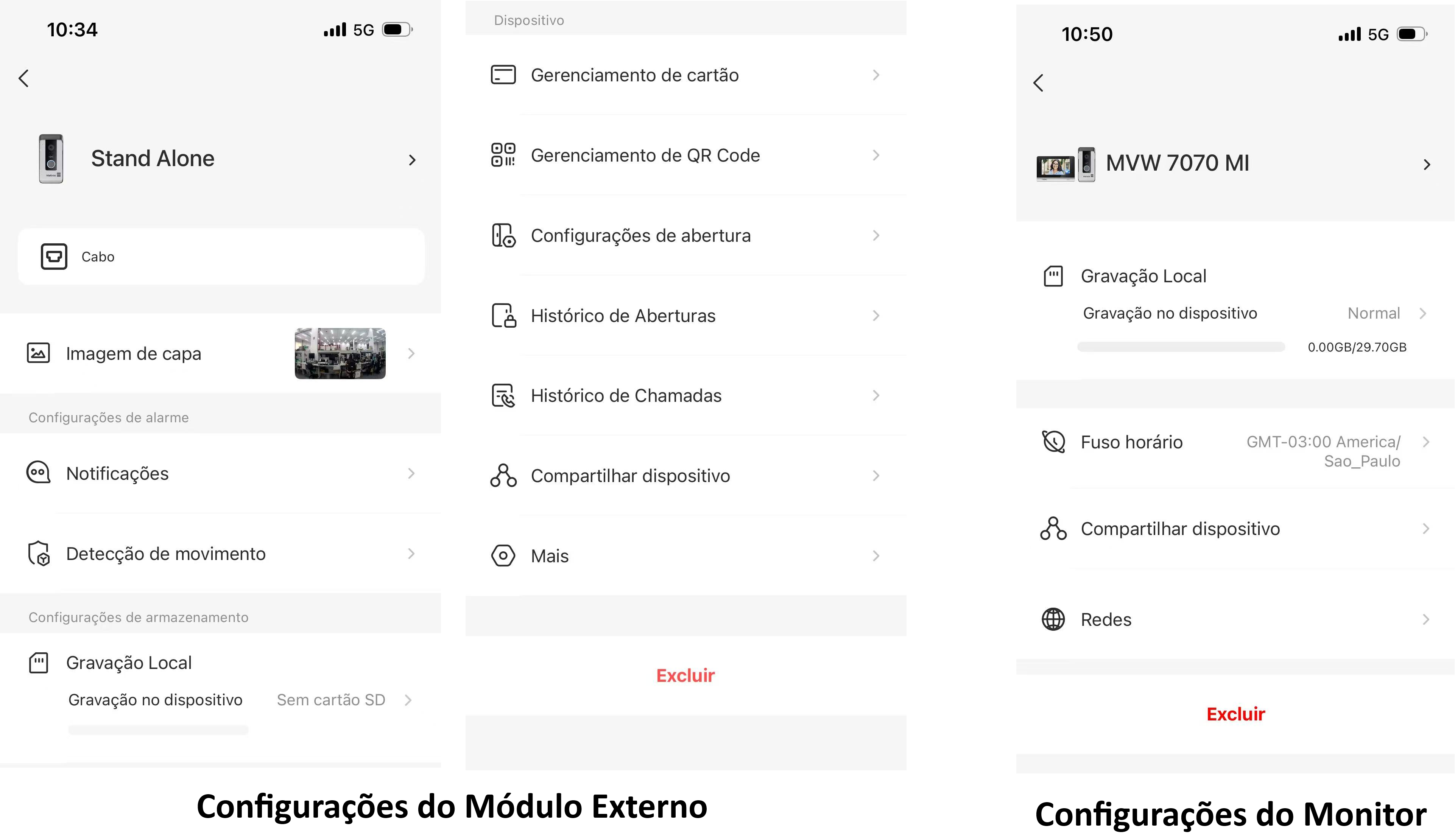 Tela de Configurações
